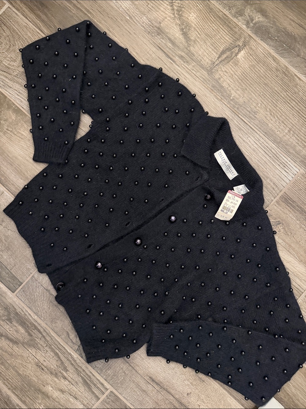 Valerie Stevens Black Beaded Knit Cardigan